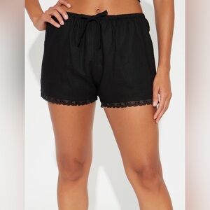 Black Lace Trim Shorts